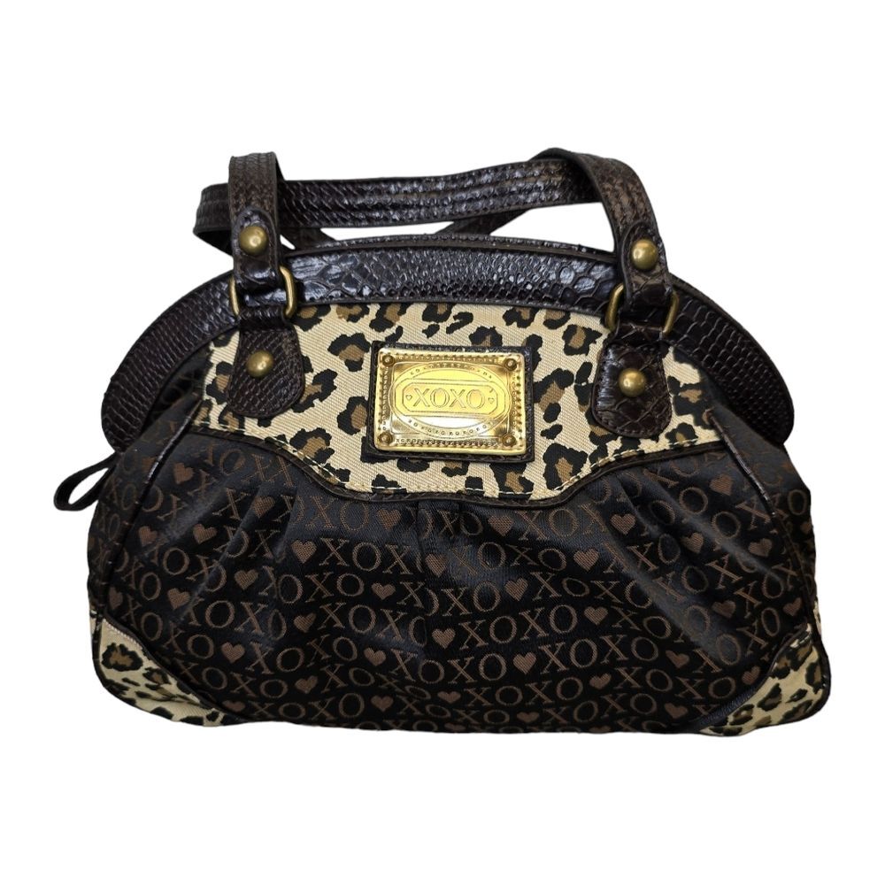 Y2K Vintage XOXO Leopard Logo Brown Shoulder Bag 2000s